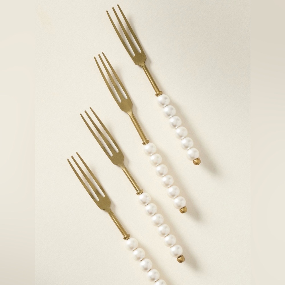 Anthropologie Perla Appetizer Forks | Set of 4 | NIB - Picture 2 of 3